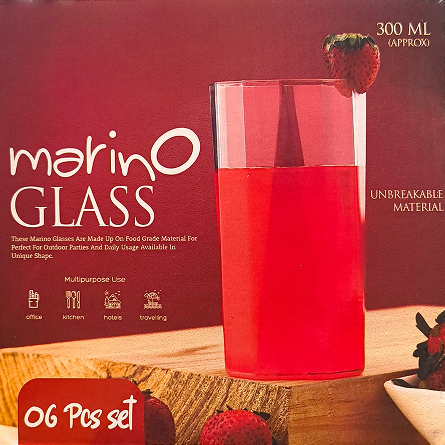 Apex Merino N Glass Unbreakable Plastic Drinking Glass Set (6pc300ml) Approx Apex Merino N Glass Unbreakable Plastic Drinking Glass Set (6pc300ml) Approx